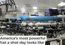 Inside a laser clean room. The beam is contained within the blue pipe. Ahmed Helal